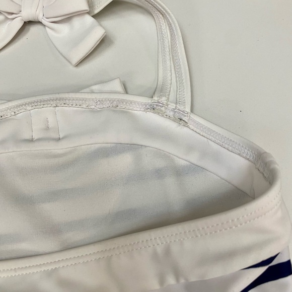 Janie and Jack Navy and White Sailor One Piece Swimsuit With Bow Halter - Picture 5 of 10